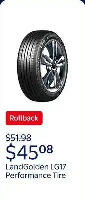 Walmart LandGolden LG17 Performance 175/65R14 84T Passenger Tire offer