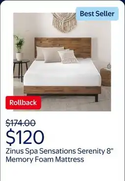 Walmart Zinus Spa Sensations Serenity 8 Memory Foam Mattress, Twin offer