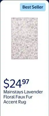 Walmart Mainstays 36x56 Lavender Floral Faux Fur Indoor Accent Rug offer