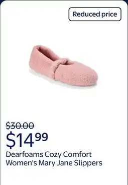 Walmart Dearfoams Cozy Comfort Women's Mary Jane Ballerina Slippers offer