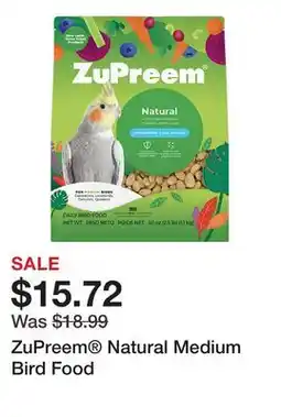 Petsmart ZuPreem Natural Medium Bird Food offer