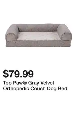 Petsmart Top Paw Gray Velvet Orthopedic Couch Dog Bed offer