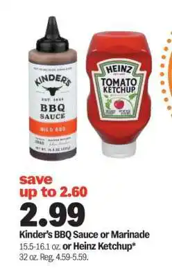 Meijer Kinder's BBQ Sauce or Marinade or Heinz Ketchup offer