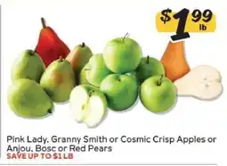 Winn Dixie Pink Lady, Granny Smith or Cosmic Crisp Apples or Anjou, Bosc or Red Pears offer