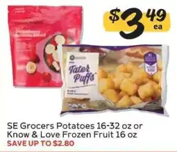 Winn Dixie SE Grocers Potatoes 16-32 oz or Know & Love Frozen Fruit 16 oz offer
