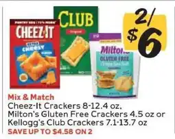 Winn Dixie Cheez-It Crackers, Milton's Gluten Free Crackers, Kellogg's Club Crackers offer