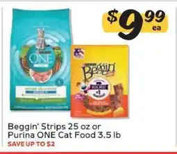 Winn Dixie Beggin' Strips 25 oz or Purina ONE Cat Food 3.5 lb offer