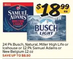 Winn Dixie Busch, Natural, Miller High Life, Icehouse, Samuel Adams, New Belgium offer