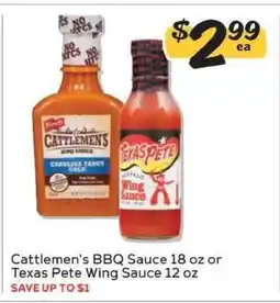 Winn Dixie Cattlemen's BBQ Sauce or Texas Pete Wing Sauce offer