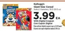 Food 4 Less Kellogg's Giant Size Cereal offer