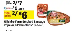 Meijer Hillshire Farm Smoked Sausage Rope or Lit'l Smokies offer