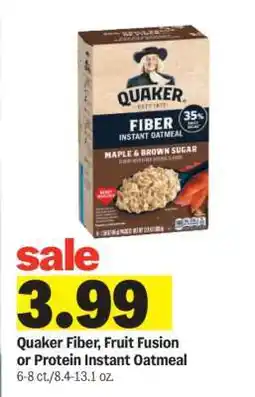 Meijer Quaker Fiber, Fruit Fusion or Protein Instant Oatmeal offer