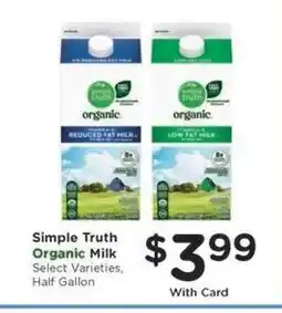 Kroger Simple Truth Organic Milk offer