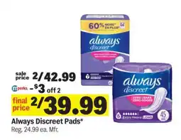 Meijer Always Discreet Pads offer