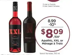 Kroger Apothic, XXL or Ménage à Trois offer