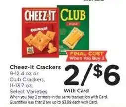 Kroger Cheez-It Crackers or Club Crackers offer