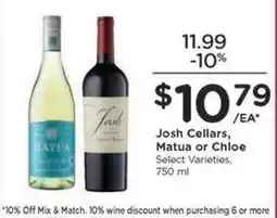 Kroger Josh Cellars, Matua or Chloe offer