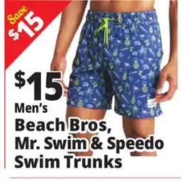 Ocean State Job Lot Men's Beach Bros, Mr. Swim & Speedo Swim Trunks offer