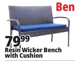 Ocean State Job Lot Resin Wicker Bench with Cushion offer