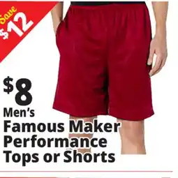 Ocean State Job Lot Men's Famous Maker Performance Tops or Shorts offer