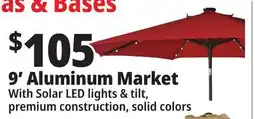 Ocean State Job Lot 9' Aluminum Market Umbrella with Solar LED Lights offer