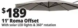 Ocean State Job Lot 11' Roma Offset Patio Umbrella with Solar LED Lights Beige offer