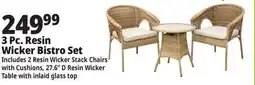 Ocean State Job Lot 3-Piece Resin Wicker Bistro Set Tan offer