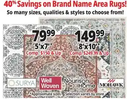 Ocean State Job Lot 40% Savings on Brand Name Area Rugs! offer