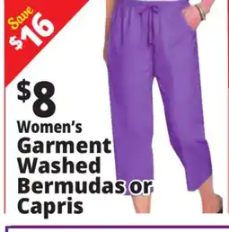 Ocean State Job Lot Women's Garment Washed Bermudas or Capris offer