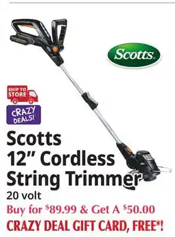 Ocean State Job Lot Scotts 12 Cordless String Trimmer offer