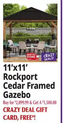 Ocean State Job Lot 11'x11' Rockport Cedar Framed Gazebo offer