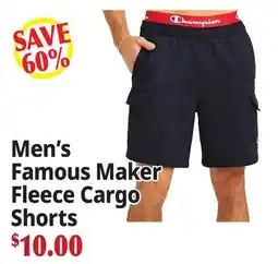 Ocean State Job Lot Men's Famous Maker Fleece Cargo Shorts offer