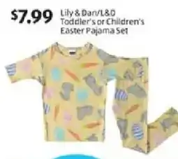 Aldi Lily & Dan/L&D Toddler's or Children's Easter Pajama Set offer