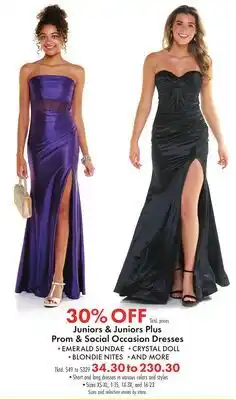 Boscov's Juniors & Juniors Plus Prom & Social Occasion Dresses offer