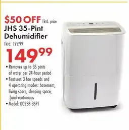 Boscov's JHS 35-Pint Dehumidifier offer