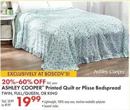 Boscov's ASHLEY COOPER Printed Quilt or Plisse Bedspread offer