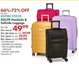 Boscov's SOLITE Hardside & Softside Luggage offer