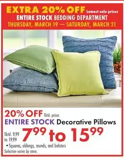 Boscov's ENTIRE STOCK Decorative Pillows offer