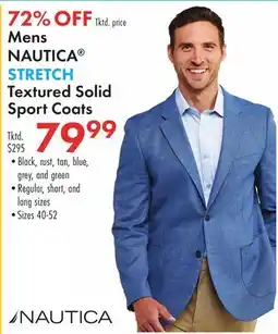 Boscov's Mens NAUTICA STRETCH Textured Solid Sport Coats offer