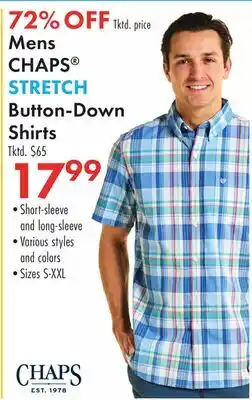 Boscov's Mens CHAPS STRETCH Button-Down Shirts offer