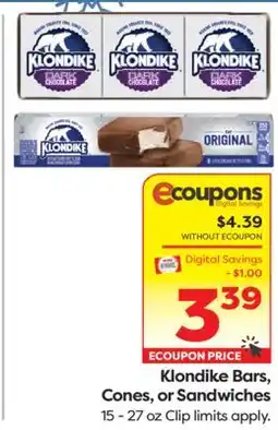 Weis Markets Klondike Bars, Cones, or Sandwiches offer