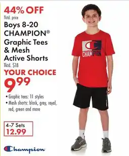 Boscov's Boys 8-20 CHAMPION Graphic Tees & Mesh Active Shorts offer