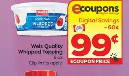 Weis Markets Weis Quality Whipped Topping offer