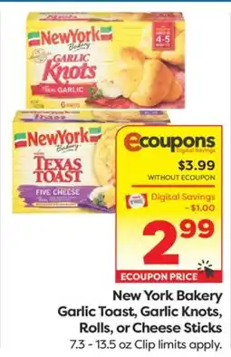 Weis Markets New York Bakery Garlic Toast, Garlic Knots, Rolls, or Cheese Sticks offer