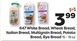 Weis Markets 647 White Bread, Wheat Bread, Italian Bread, Multigrain Bread, Potato Bread, Rye Bread offer