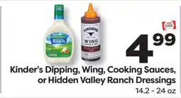 Weis Markets Kinder's Dipping, Wing, Cooking Sauces, or Hidden Valley Ranch Dressings offer