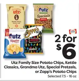 Weis Markets Utz Family Size Potato Chips, Kettle Classics, Grandma Utz, Special Pretzels, or Zapp's Potato Chips offer