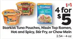 Weis Markets Starkist Tuna Pouches, Nissin Top Ramen, Hot and Spicy, Stir Fry, or Chow Mein offer