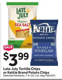 Stop&Shop Late July Tortilla Chips or Kettle Brand Potato Chips offer