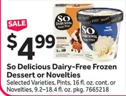 Stop&Shop So Delicious Dairy-Free Frozen Dessert or Novelties offer